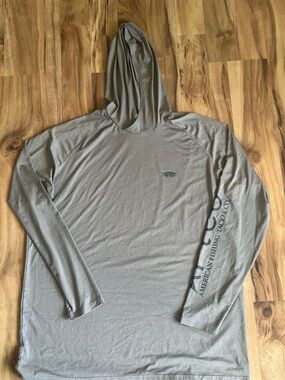 AFTCO Men's Hooded Performance Long-Sleeve Shirt — Light Gray
